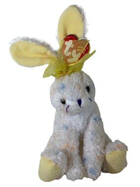 Vintage 2001 Ty Beanie Babies CARROTS White Confetti Plush Bunny Yellow Bow